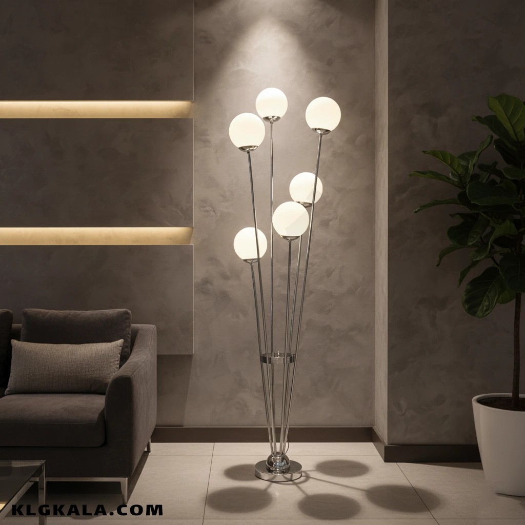 klg-mu-a-0004-6 آباژور ایستاده کنارسالنی مولکولی 6 شعله مدل گل - Image 1