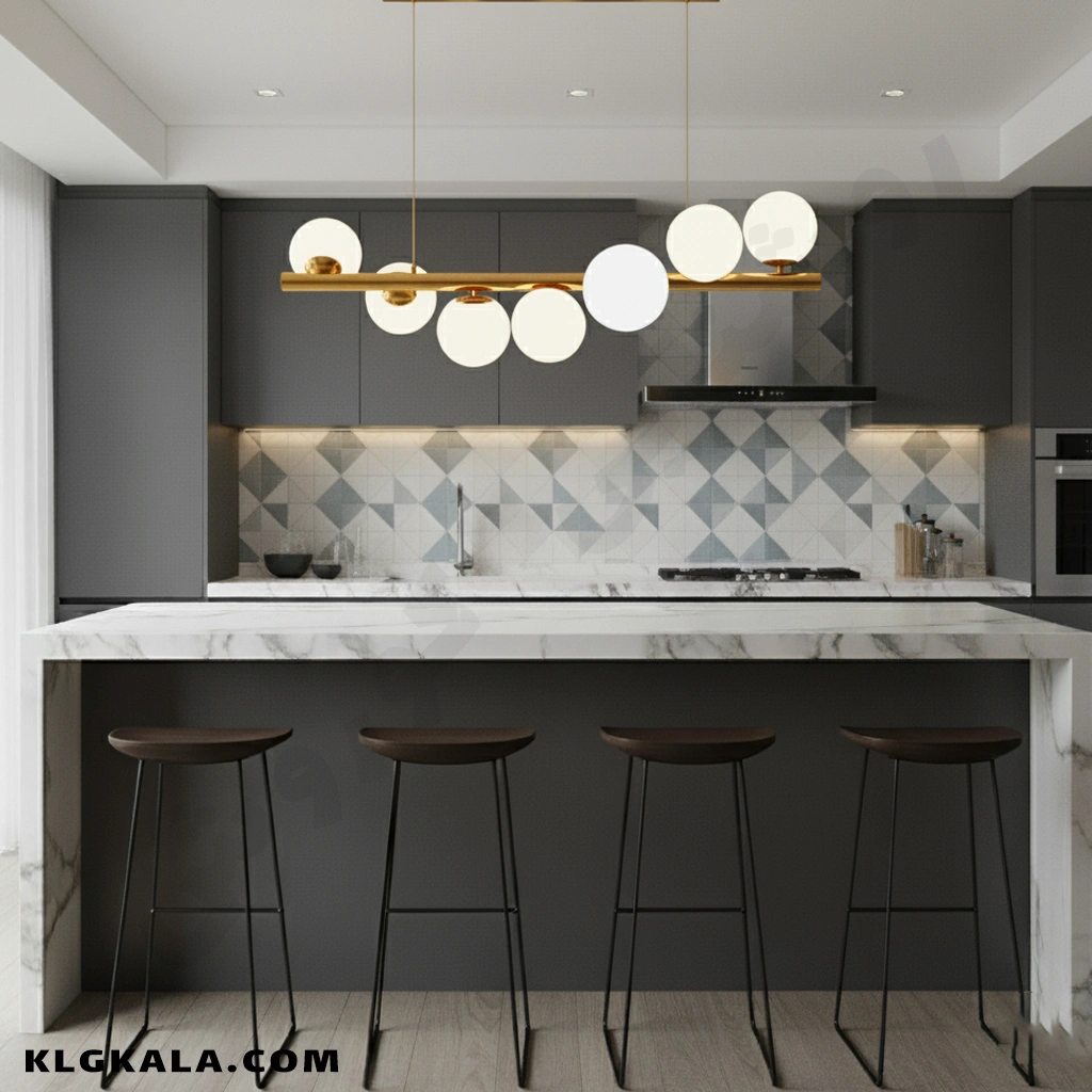 klg-mu-l-0099-5 لوستر مولکولی 7 شعله مدل اقیانوس - Image 1