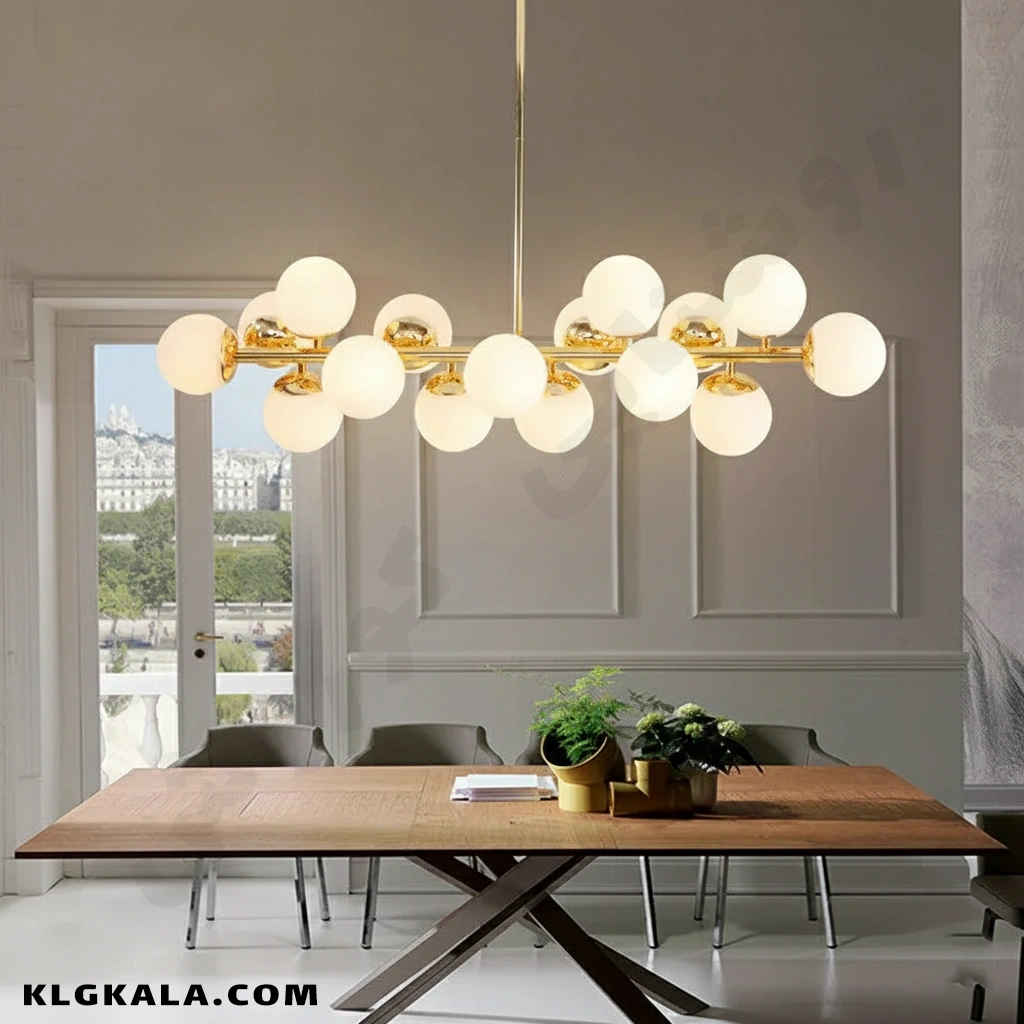 klg-mu-l-0107-1 لوستر مولکولی خطی بالا کانتری - قابل انتخاب تعداد شعله - Image 1