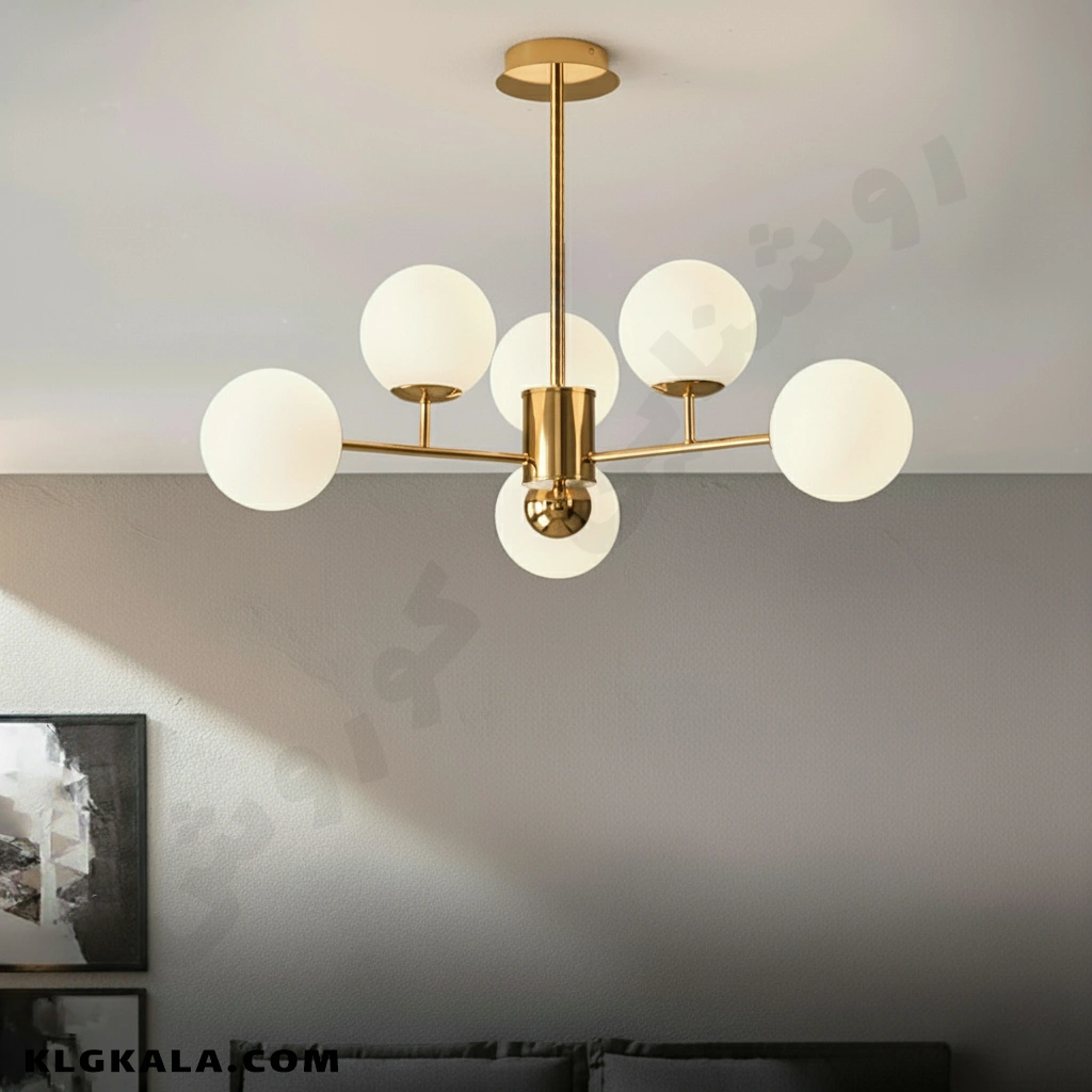 klg-mu-l-0120-4 لوستر مولکولی 6 شعله مدل تارا - Image 1