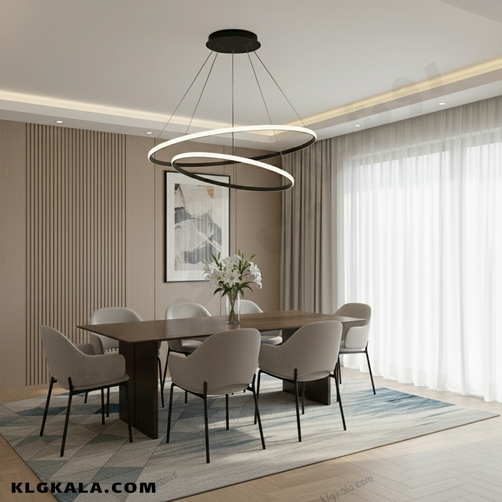 klg-smd-l-0044-1 لوستر مدرن اس ام دی مدل حلقه ای دو طبقه قطر 90 - 70 - Image 1