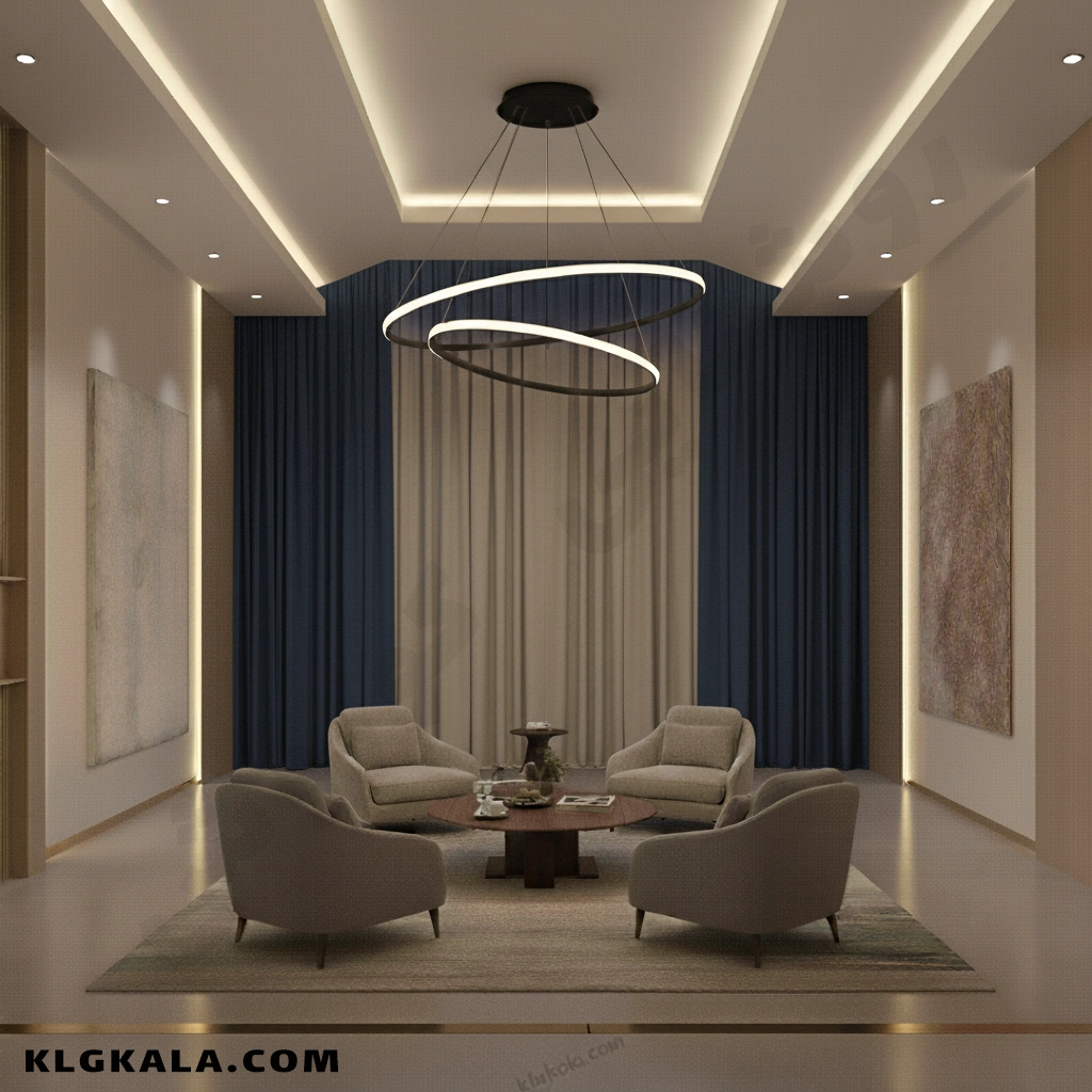 klg-smd-l-0045-1 لوستر مدرن اس ام دی مدل حلقه ای دو طبقه قطر 80 - 60 - Image 1