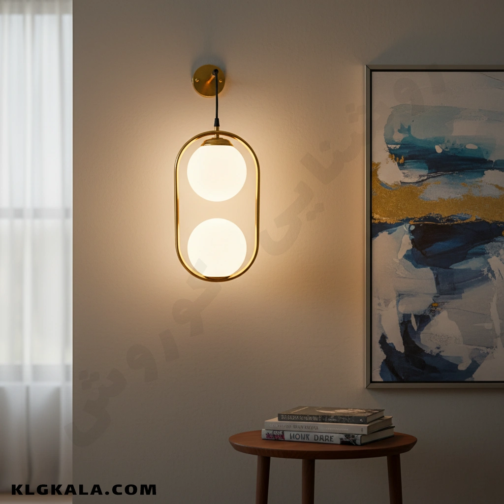 klg-mu-d-0257-1 دیوارکوب مولکولی بیضی 2 شعله - Image 1